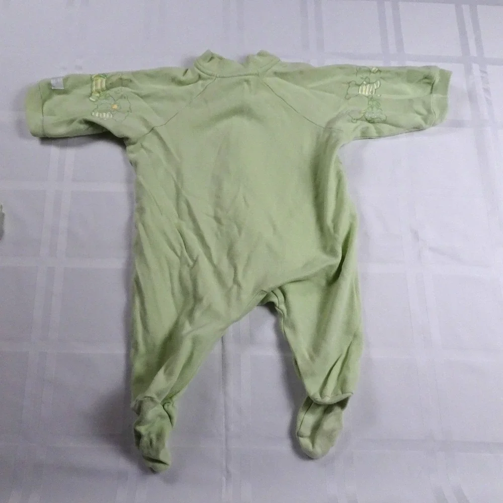Vintage Carter's‎ Baby PJs Bears 2 pc set. 0-3M, footed. Green with Bears